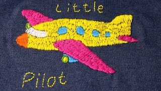 Hand Embroidery Tutorial | unique embroidery  | shirt back embroidery airplane design | I CAN DO IT