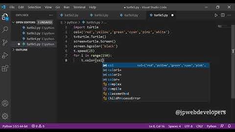 Python video || Coding in Python || Turtle || Jpwebdevelopers