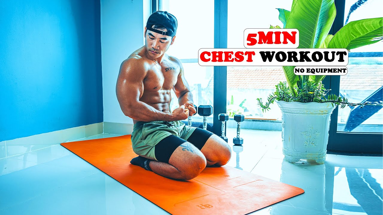 5 Minute Chest Workout at Home - Build Muscle Without Equipment#gym # ...