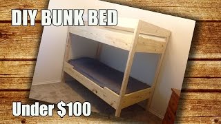 DIY bunk bed for under $100. In this video I show you how I built this bunk bed for under $100. Thanks for watching!! Material list 4 ...