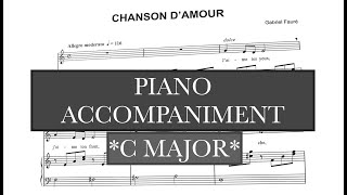 Chanson d'amour (Faure) C Major Piano Accompaniment/Voice Guide - Karaoke