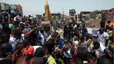 Children trapped as building collapses in Nigerian commercial capital