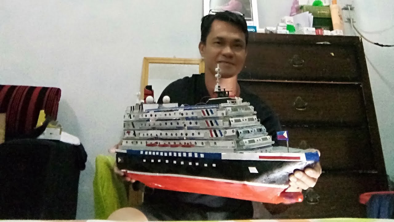 How to make handmade miniature cruise ship with engine. Diy