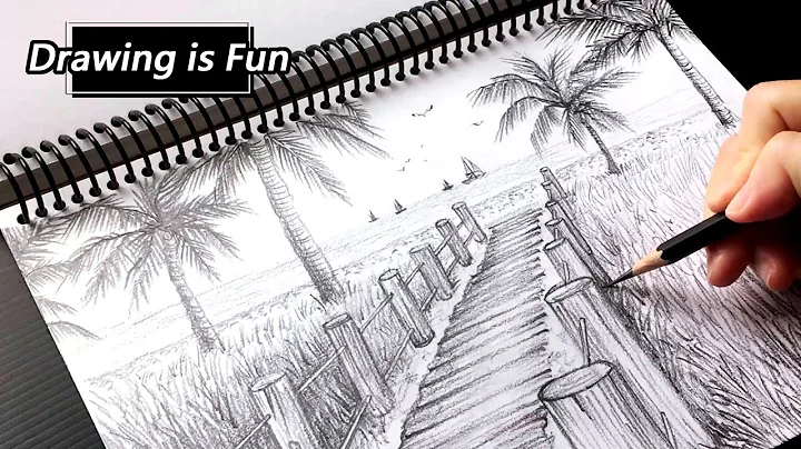 #41 速写海景 / 铅笔素描 / 画海滩棕榈树 / 画海滩步道 - 天天要闻