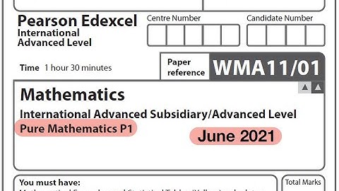 Edexcel IAL Maths - P1 - June 2021
