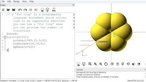OpenSCAD tutorial: for loop