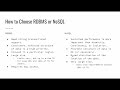CS1520 Lecture 17: Choosing between a RDMBS or NoSQL Database