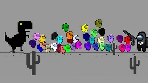 AMONG US DEATH RACE!!  Escape The Chrome Dinosaur - Algodoo Among Us - dinosaur game hacker