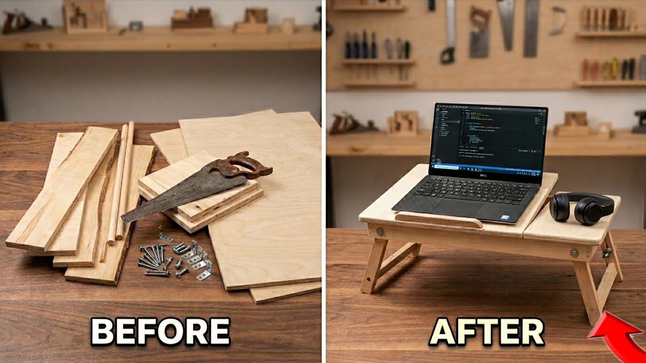 DIY Wooden Foldable Laptop Table / Study Desk / Drawing Table - Step by ...