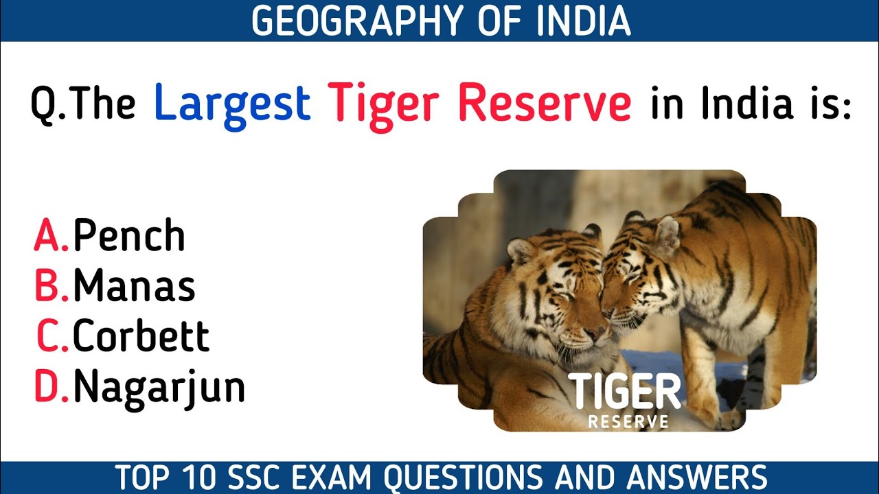 Top 10 SSC Exam Questions and Answers on Geography of India