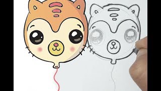 How to draw cute Tigrillo balloon