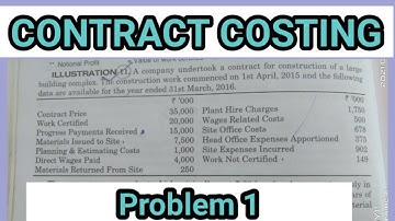 #2 Contract costing - problem 1 | practical problem of contract costing | by quickly Learned topic