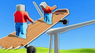 SKATEBOARD JUMP OVER WIND TURBINE! - Brick Rigs Multiplayer Gameplay - Lego Stunts & Jumps
