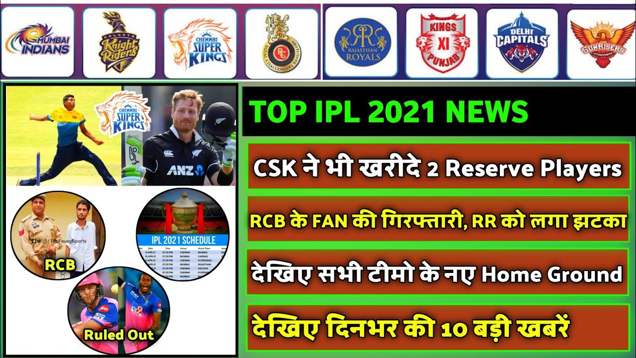IPL 2021 - 8 Big News For IPL on 8 March (IPL Schedule, CSK New Player, KKR, RCB, RR, Eng Players)