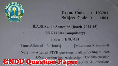 Gndu BA / Bsc 1st Semester English Compulsory Question Paper || English Question Paper 2022
