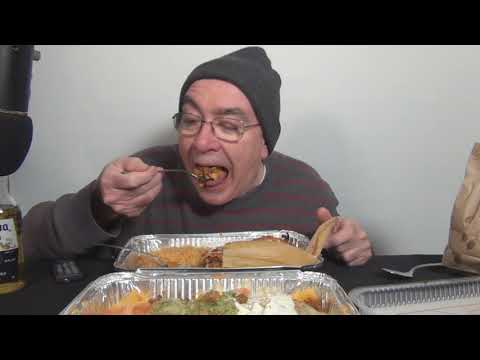 ASMR Eating Mexican Take Out Nachos Enchilada Tamale Whispering