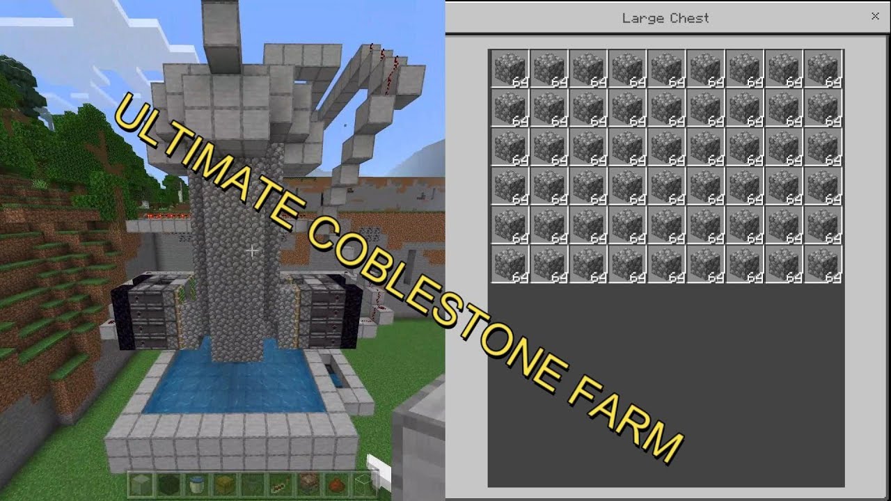 Ultimate cobblestone farm in minecraft - YouTube