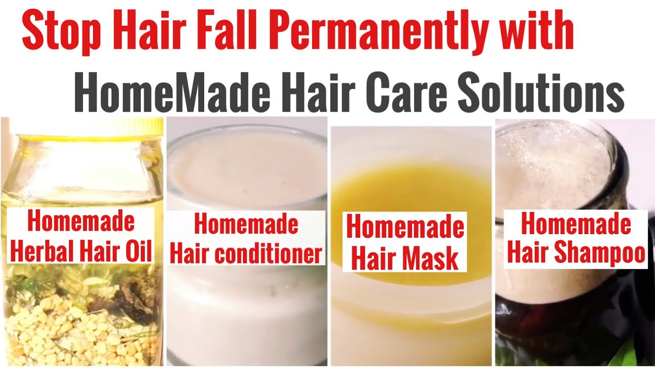 DIY Natural Hair Care Solution | HomeMade Shampoo | Conditioner | Mask |  Hair Oil | Stop Hair Fall - YouTube