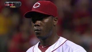 PIT@CIN: Chapman strikes out Marte for his 18th save