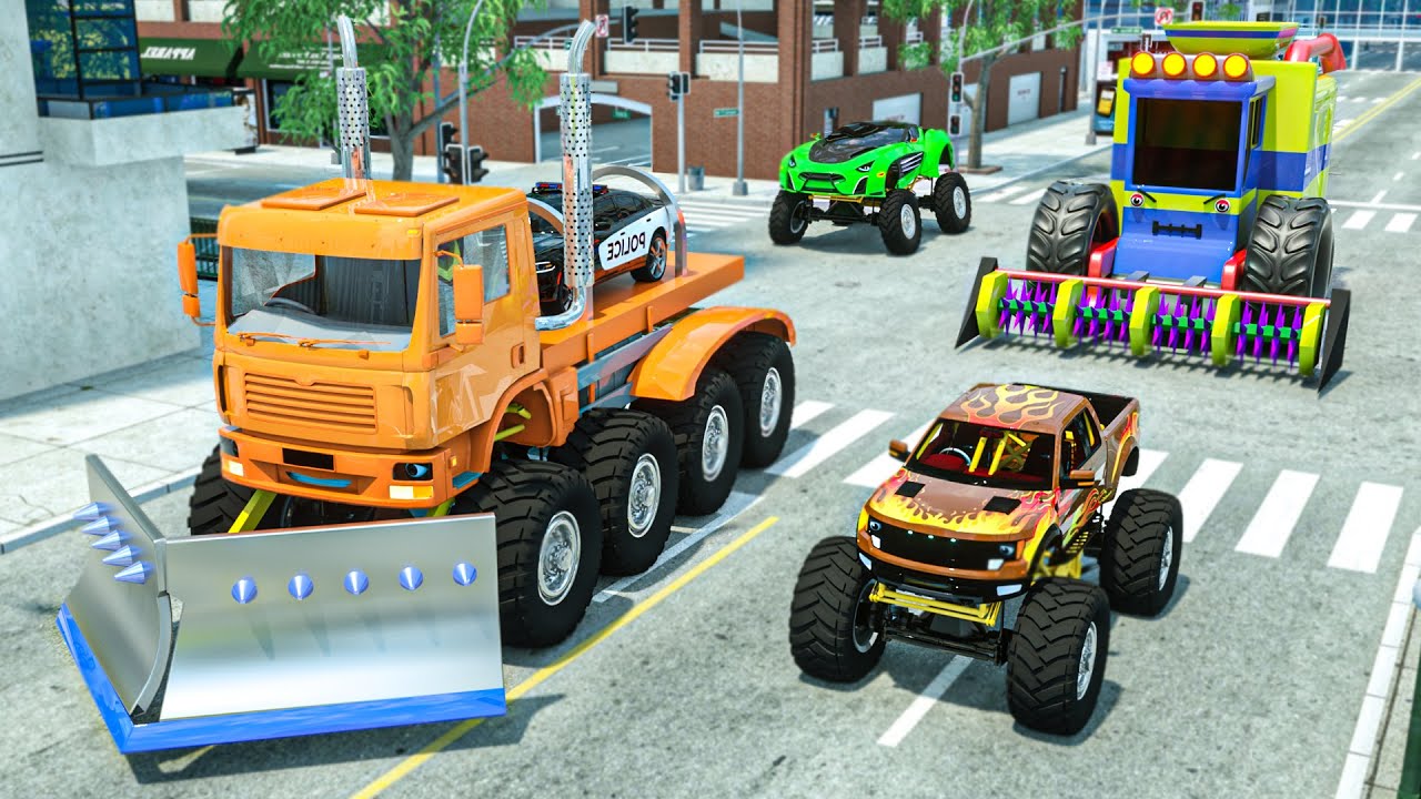 Monster Car Invasion  Wheel City Heroes WCH Police Truck Cartoon