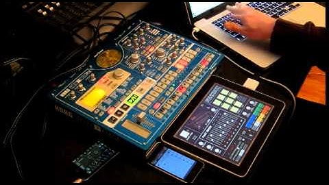 FunkBox, BassLine, MoDrum, Electribe EMX, and Ableton synced with iOS CoreMIDI