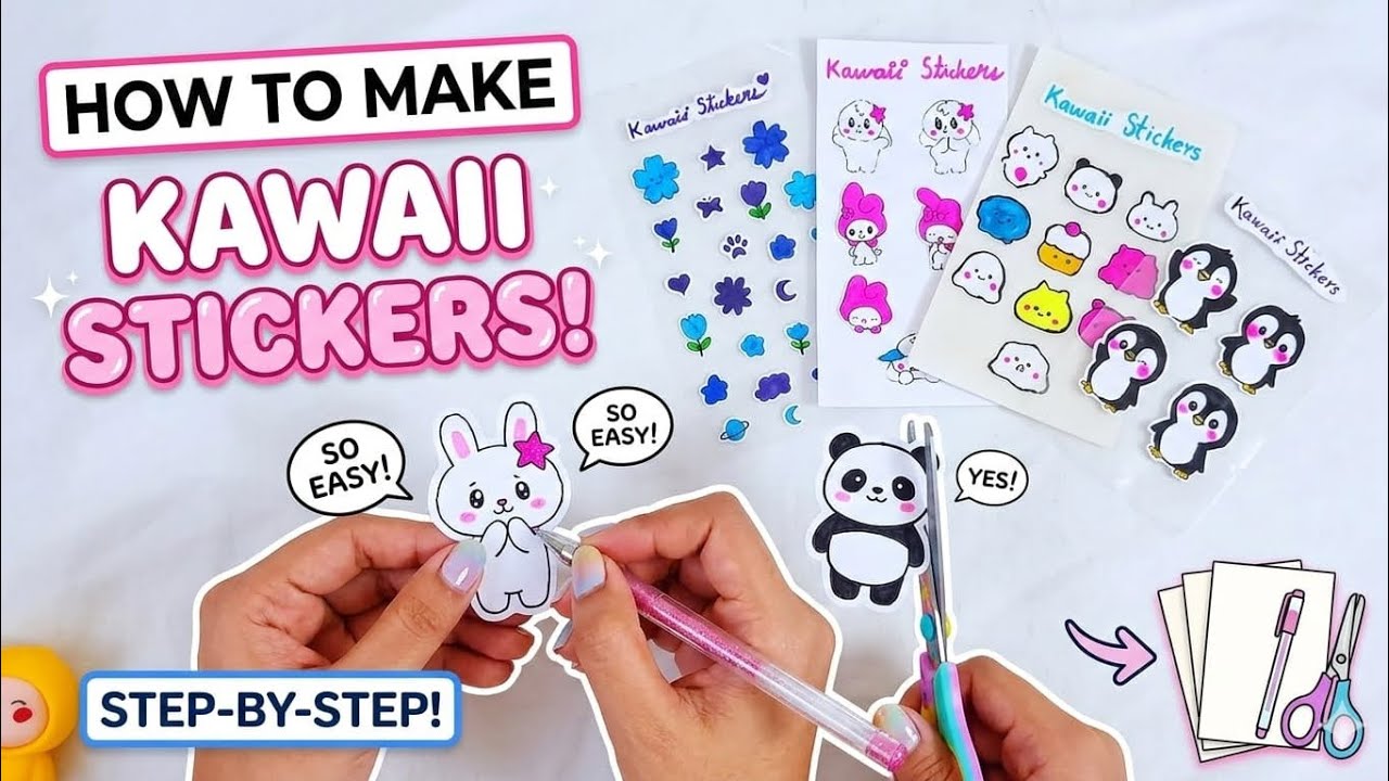 🌸 How To Make Easy Kawaii Stickers At Home 💖 | 4 Easy Ways ✅ No Double Tape ❌ No Sticker Paper ❌