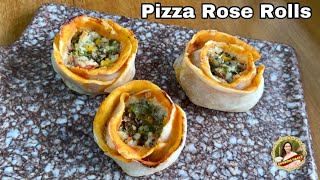 पिज्जा रोज़ रोल-Pizza Rose Rolls-How To Make Pizza Roses-Cooking Hacks