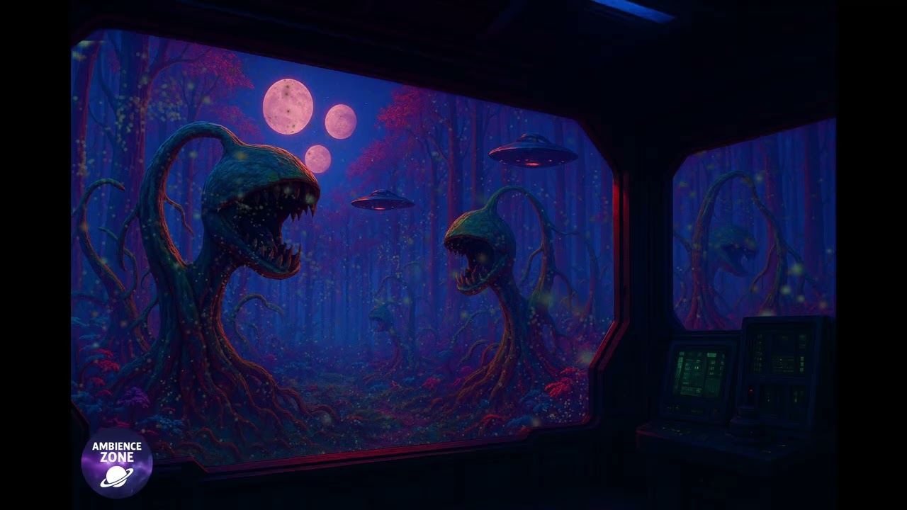 👽🛸UFO Vibes – Alien Ambience For Deep Sleep And Alien Base Vibes Scary Plant Monsters 🌴👽