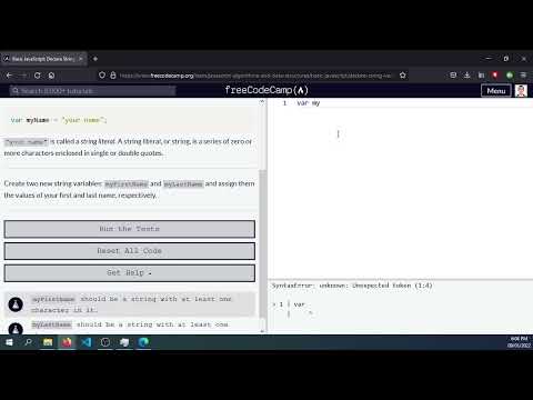 06 Day6 Jan9 Freecodecamp - Declare String Variables