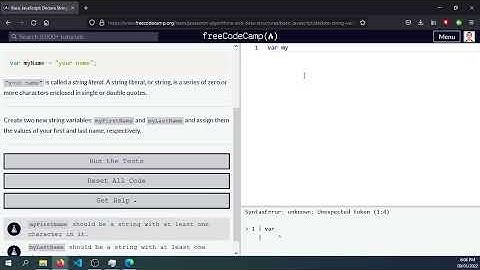 06 Day6 Jan9 Freecodecamp - Declare String Variables