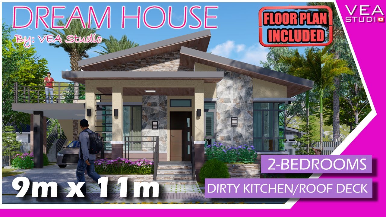 OFW DREAM HOUSE | 2 BEDROOM HOUSE DESIGN IDEAS with ROOF DECK and DIRTY KITCHEN | 9m x 11m