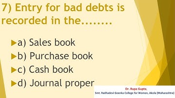 MCQs on Subsidiary Book By Dr. Rupa Gupta