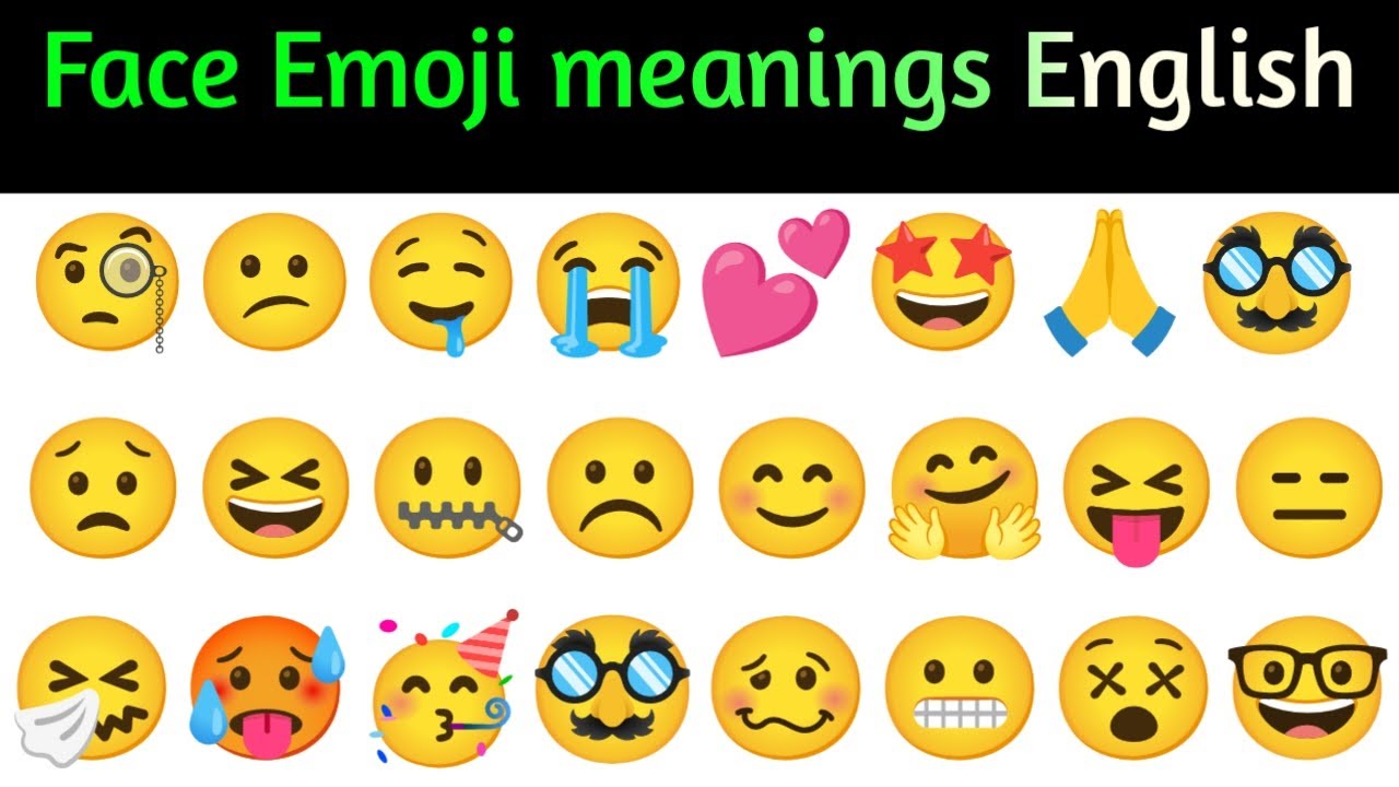 All face emoji name and meanings English | Top Facebook emoji - YouTube