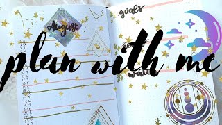 PLAN WITH ME AUGUST | Purple and Gold Celestial Theme in my Bullet Journal