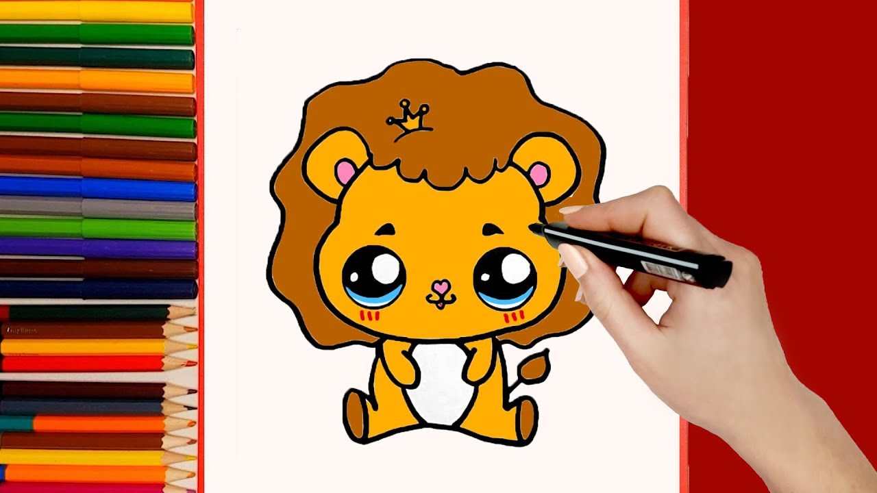 Cómo dibujar un Lindo León. Dibujos Kawaii de León paso a paso fácil - thptnganamst.edu.vn