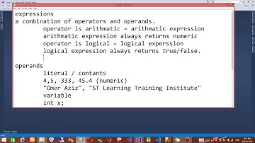 Lecture#3 Expressions, Operators, Operands, Logical, Arithmetic, OOP urdu/hindi