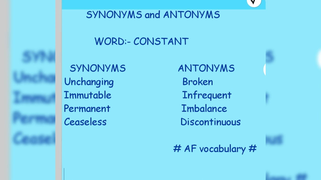 Synonyms And Antonyms For The Word CONSTANT YouTube Synonyms And Antonyms For The Word CONSTANT YouTube