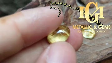 Mặt thạch anh tóc vàng bã mía đồng trục ánh titan rực rỡ size lên nhẫn hoặc mặt dây nữ