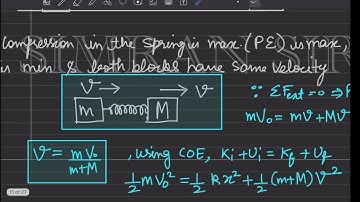 Q.9 A block of mass m moving with velocity V collides with another stationary block of mass M as