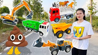 Changcady and the running poop, the game with the excavator, the truck carrying toy animals - P136