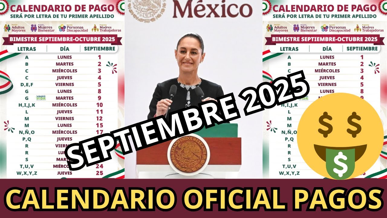 Calendario Oficial OFICIAL de Pagos Pensión Bienestar Septiembre 2025 ...