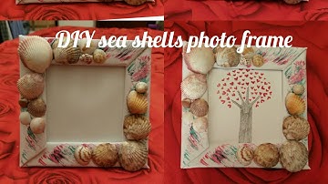 DIY sea shells photo frame using cardboard
