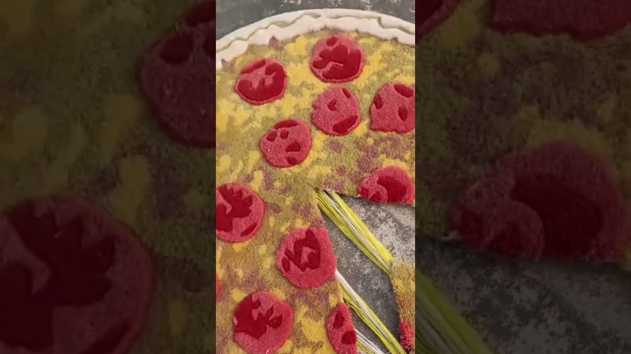 Exclusive handmade Pizza With Macroni toppings rug / Rugs in USA / Rugs in UK / Rugs in Canada