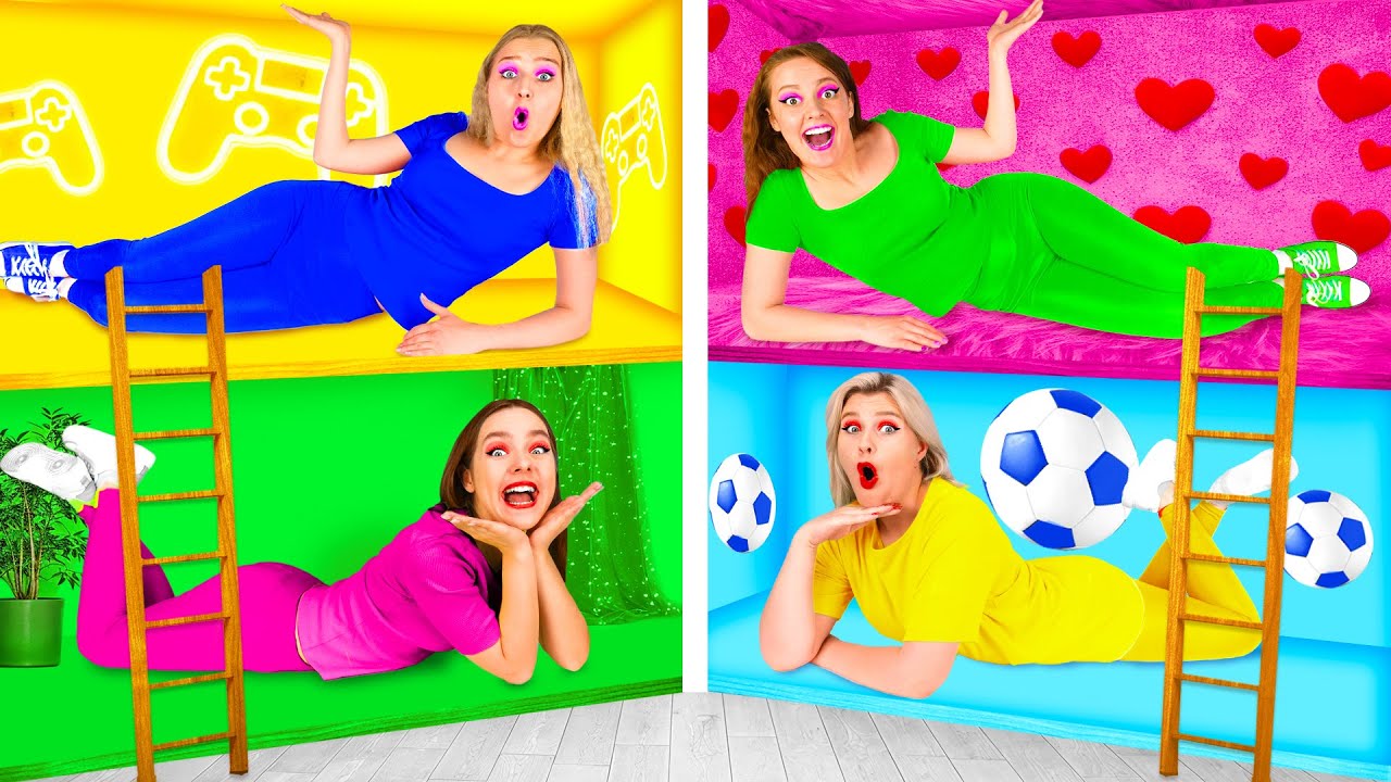 Секретные Домики под Кроватью Четыре Цвета Челлендж | Креативные Лайфхаки Для Декора RaPaPa