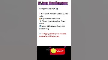 Oracle DBA Job in North Carolina Oct 9, 2025