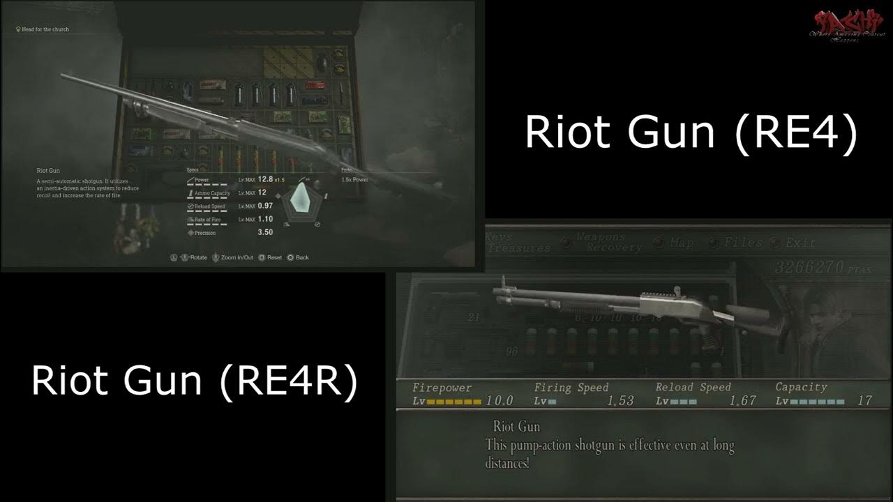 Resident Evil 4 Remake Gun Comparison Riot Gun (RE4R) vs Riot Gun