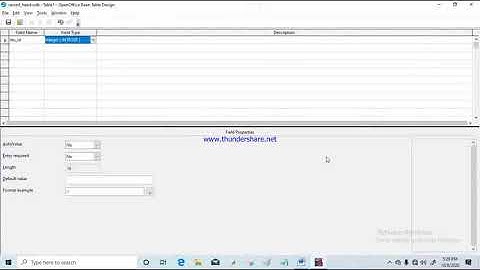creation of table in open office base