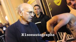 Larry David of Seinfeld signing autographs at Fish in the Dark Broadway