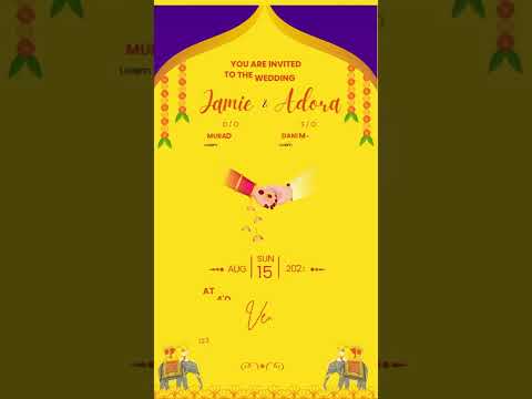 Vertical Purple and Yellow Traditional Wedding Invitation Mobile Video | Save the date @DigimediaXperts