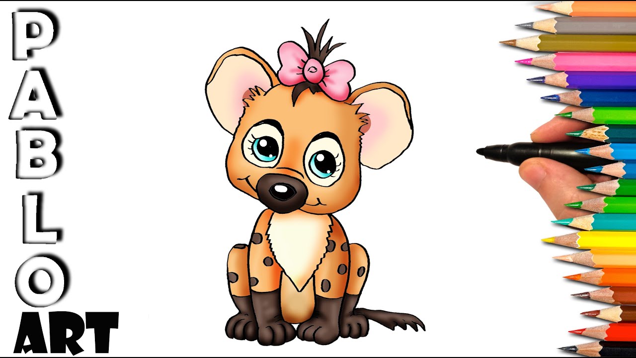 How to Draw Cute baby girl Hyena | Learn to Draw  step by step